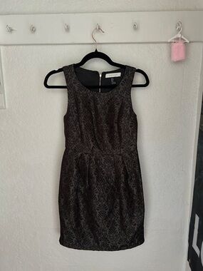Chic Black Patterned Mini Dress